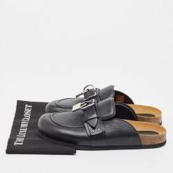 J.W.Anderson Black Leather Padlock Flat Mules Size 42