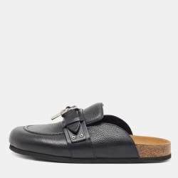 J.W.Anderson Black Leather Padlock Flat Mules Size 42