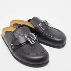 J.W.Anderson Black Leather Padlock Flat Mules Size 42