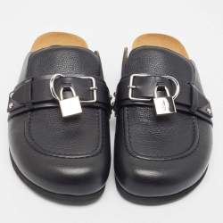 J.W.Anderson Black Leather Padlock Flat Mules Size 42