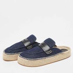J.W.Anderson Navy Blue Denim Espadrille Flat Mules Size 42