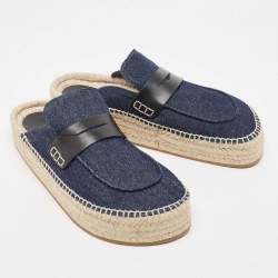 J.W.Anderson Navy Blue Denim Espadrille Flat Mules Size 42