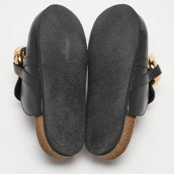 J.W.Anderson Black Leather Chain Link Flat Mules Size 43