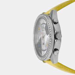 Pre Owned Jacob & Co Five Time Zone Quartz Diamond Mother of Pearl Dial Stainless Steel Men's Wristwatch 47 mm