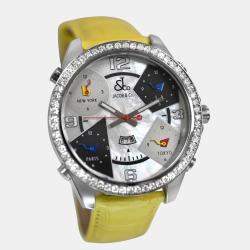 Pre Owned Jacob & Co Five Time Zone Quartz Diamond Mother of Pearl Dial Stainless Steel Men's Wristwatch 47 mm