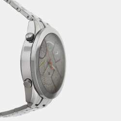 Pre Owned Jacob & Co Five Time Zone JC49SS Quartz Diamond Dial Stainless Steel Men's Wristwatch 47 mm