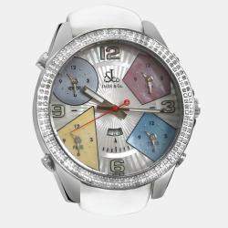 Pre Owned Jacob & Co Five Time Zone Quartz Mother of Pearl Dial Stainless Steel Men's Wristwatch 47 mm