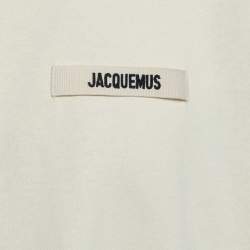 Pre Owned Jacquemus Beige Cotton Crew Neck Gros Grain T-Shirt XL