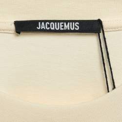 Pre Owned Jacquemus Beige Cotton Crew Neck Gros Grain T-Shirt XL
