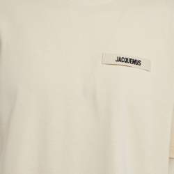 Pre Owned Jacquemus Cream Cotton Crew Neck Gros Grain T-Shirt XL