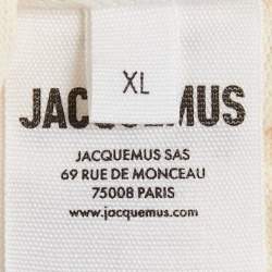Pre Owned Jacquemus Cream Cotton Crew Neck Gros Grain T-Shirt XL