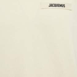 Pre Owned Jacquemus Beige Cotton Crew Neck Gros Grain T-Shirt M