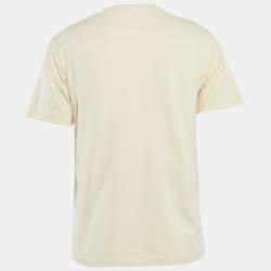 Pre Owned Jacquemus Beige Cotton Crew Neck Gros Grain T-Shirt M