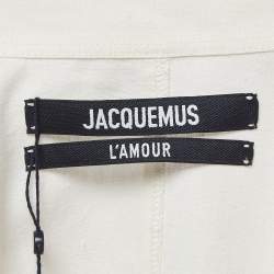 Pre Owned Jacquemus Cream Round Dance Print Linen Blend  'La Chemise Baou' Shirt S