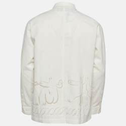 Pre Owned Jacquemus Cream Round Dance Print Linen Blend  'La Chemise Baou' Shirt S