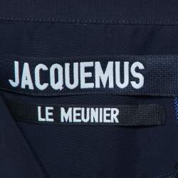 Pre Owned Jacquemus Navy Blue Poplin Etienne Camp Collar Shirt M