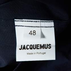 Pre Owned Jacquemus Navy Blue Poplin Etienne Camp Collar Shirt M