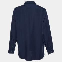 Pre Owned Jacquemus Navy Blue Poplin Etienne Camp Collar Shirt M