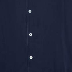 Pre Owned Jacquemus Navy Blue Poplin Etienne Camp Collar Shirt M