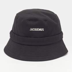 مملوكة مسبقًا Jacquemus Black Gabardine Le Bob Gadjo Bucket Hat Size 57