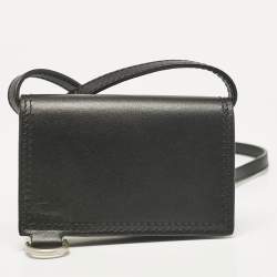 Pre Owned Jacquemus Black Leather Le Porte Azur Wallet Crossbody Bag