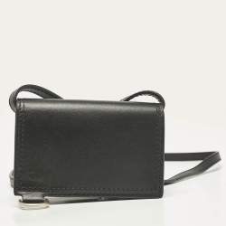 Pre Owned Jacquemus Black Leather Le Porte Azur Wallet Crossbody Bag