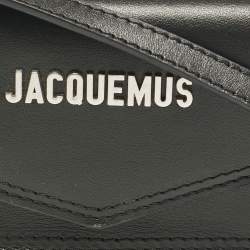 Pre Owned Jacquemus Black Leather Le Porte Azur Wallet Crossbody Bag