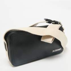 Jacquemus Black Leather Horizontal Le Cuerda Messenger Bag