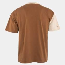 Pre Owned Jacquemus Beige/Brown Cotton Jersey Le Double Contrast Panel T-Shirt M