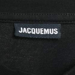 Pre Owned Jacquemus Black Velcro Pocket and Sleeve Detail Cotton Jersey T-Shirt S