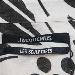 Jacquemus Black/White Floral Print Linen La Chemise Simon Shirt XS