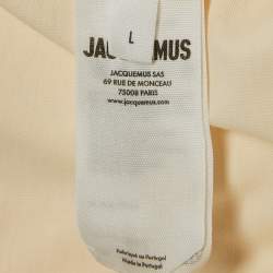 Jacquemus Cream Logo Print Cotton Raglan Sleeve T-Shirt L