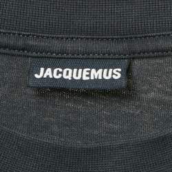 Pre Owned Jacquemus Navy Blue Logo Print Cotton Crew Neck T-Shirt L