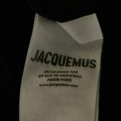Pre Owned Jacquemus Navy Blue Logo Print Cotton Crew Neck T-Shirt L