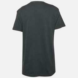 Pre Owned Jacquemus Navy Blue Logo Print Cotton Crew Neck T-Shirt L