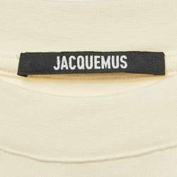 Pre Owned Jacquemus Off-White Cotton Banana Patch Detail Crew Neck T-Shirt XS
