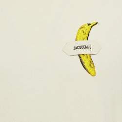 Pre Owned Jacquemus Off-White Cotton Banana Patch Detail Crew Neck T-Shirt XS