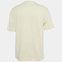 Pre Owned Jacquemus Off-White Cotton Banana Patch Detail Crew Neck T-Shirt XS
