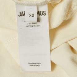 Pre Owned Jacquemus Off-White Cotton Banana Patch Detail Crew Neck T-Shirt XS