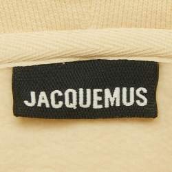 Pre Owned Jacquemus Cream Logo Embroidery Cotton Hooded Sweatshirt S