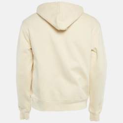 Pre Owned Jacquemus Cream Logo Embroidery Cotton Hooded Sweatshirt S