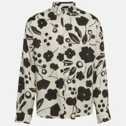 Pre Owned قميص جاكيموس قماش الكتان أبيض/أسود مقاس كبير جدًا سيمون