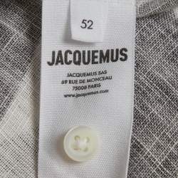 Pre Owned Jacquemus White/Black Linen The Simon Shirt XL