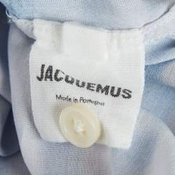 Pre Owned Jacquemus Blue Tablecloth Print Lawn Short Sleeve Shirt XXL