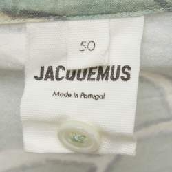 Pre Owned Jacquemus Green Leaf Print Poplin La Chemise Baou Button-Up Shirt L