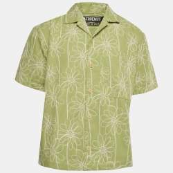 Pre Owned Jacquemus Green Floral Yarn Embellished Denim Shirt XL