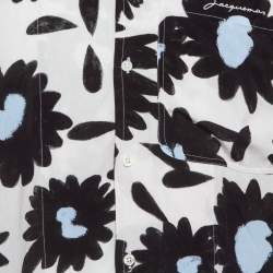Pre Owned Jacquemus White/Black Melo Floral Print Crepe Short Sleeve Shirt S
