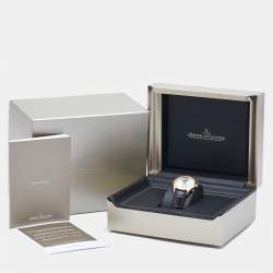 Jaeger-LeCoultre Silver 18K Rose Gold Alligator Leather Master Control Date 176.2.40.S Men's Wristwatch 39 mm