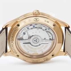 Jaeger-LeCoultre Silver 18K Rose Gold Alligator Leather Master Control Date 176.2.40.S Men's Wristwatch 39 mm