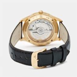 Jaeger-LeCoultre Silver 18K Rose Gold Alligator Leather Master Control Date 176.2.40.S Men's Wristwatch 39 mm